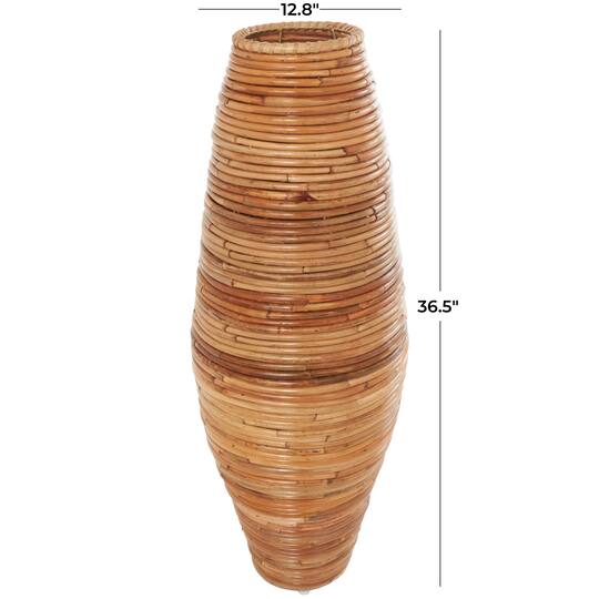 37" Brown Rattan Handmade Tall Wrapped Vase